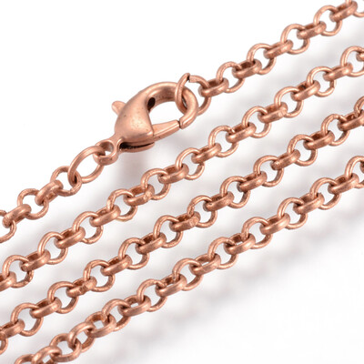 

Iron Rolo Chains Necklace Makings with Lobster Clasps Soldered Red Copper 236"60cm