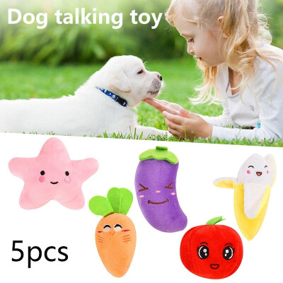 

5PCS Dog Toy Vocal Banana Apple Radish Bone Pet Plush Toy Pet Vocal Plush Toy Collection