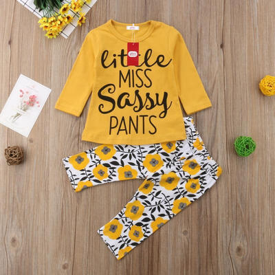 

2PCS Baby Girls Outfits T-shirtPants Set Toddler Autumn Clothes Tracksuit