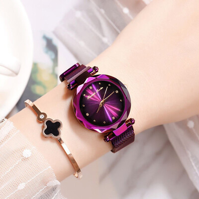 

Ladies Jewelry Diamond Watch Luxury Brand Fashion Rose Gold Female Wristwatch Aurora Steel Magnetic Mesh Clock relogio feminino