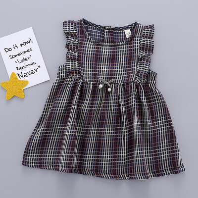 

Kid Toddler Baby Girls Plaid Sleeveless Princess Party Tutu Cute Dress Summer