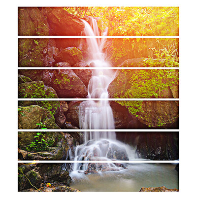 

3D Waterfall Stair Stickers Waterproof Wallpaper Home Decorations 71 x 394 inch 6pcs
