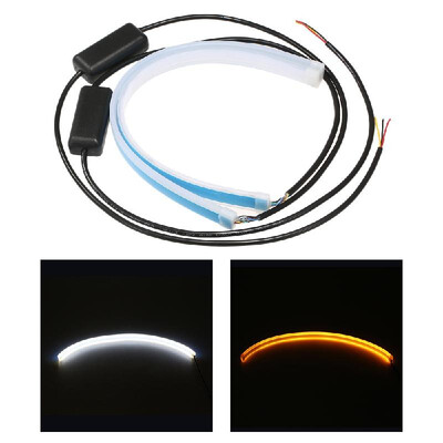 

2Pcs 24" Headlight LED Strip Daytime Running Light DRL Car Flexible White Amber LED Strip Turn Signal Light
