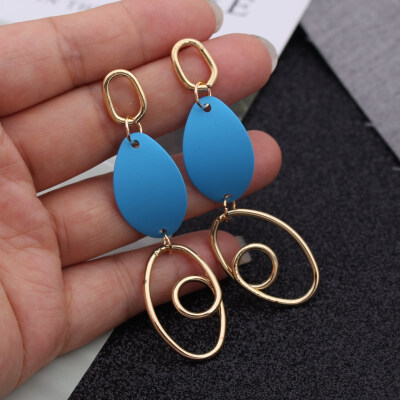 

EK537 New Fashion Metal Painted Waterdrop Heart Pendant Earrings for Women Handmade Sweet Wedding Jewelry Christmas Gift