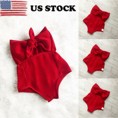 

US Toddler Infant Baby Girl Sleevless Off Shoulder Romper Bodysuit Jumpsuit