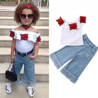 

2pcs Kids Baby Girls Outfits Flower T-shirt Tops Long Pants Leggings Clothes Set