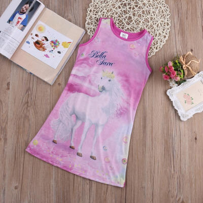 

Hot Cartoon Kids Girls Sleeveless Long Casual Summer Dress Sundress Clothes