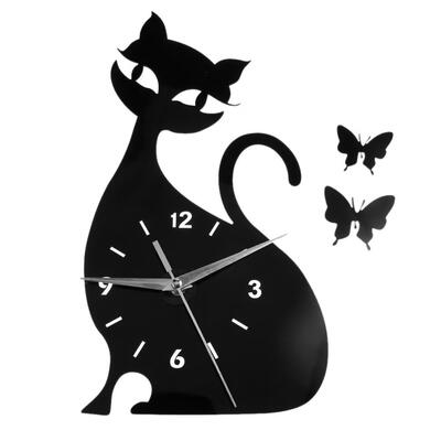 

Acrylic Mirror Cute Cat Clock Wall Sticker DIY Living Room Art Wall Decor