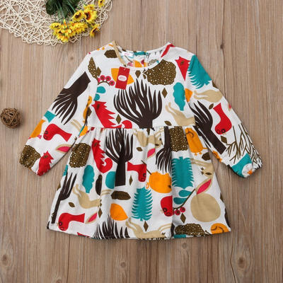 

Baby Kid Girl Dress Toddler Princess Party Pageant Floral Tutu Dress Long Sleeve