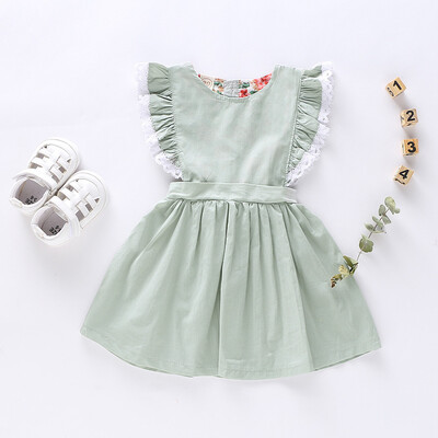 

Summer Toddler Baby Girls Sleeveless Ruffles Solid Print Dress Clothes