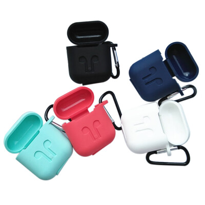 

3in1 Silicone Case for Apple AirPods Wireless BT Headset Protective Storage Box Cover Pouch Carabiner Lanyard