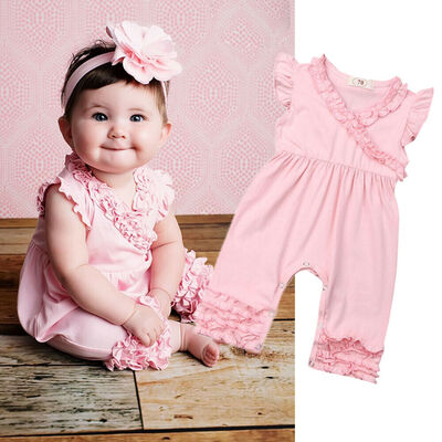

Newborn Baby Girls Sleeveless Flower Romper Bodysuit Jumpsuit Outfit Clothes
