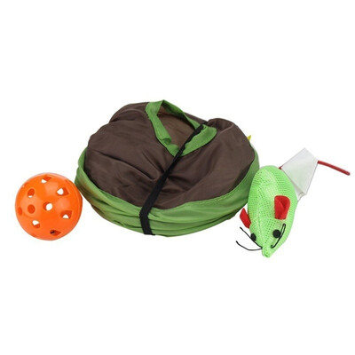 

Cat Educational Toy Hide Seek Game Collapsible Puzzle Exercise Toy 9 Holes Mouse Hunt With Bells