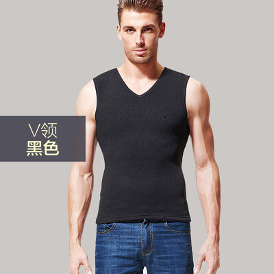 

Playboy PLAYBOY warm vest men plus velvet thick mens shirt shirt underwear winter cotton Slim middle-aged black