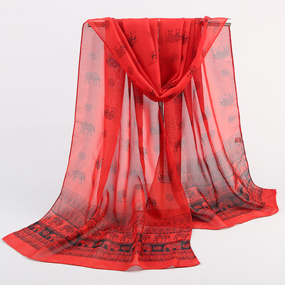 

2018 spring&summer new printed chiffon scarves wholesale exotic ethnic wind elephant womens small scarf