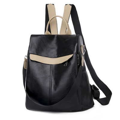 

Burglar-proof backpack shoulder bag womens Korean version of Baitao Fashion schoolbag travel PU soft leather large capacity