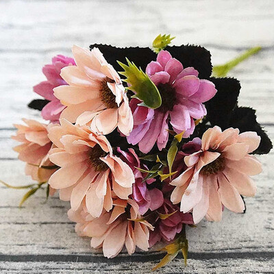 

Wedding Bouquet Silk Daisy 5 Branches Fake Plants Artificial Flowers Home Decor