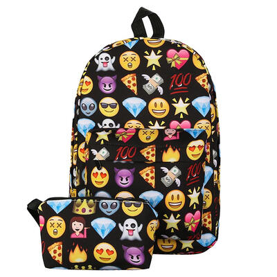 

3D Cute Smile Print Backpacks Women Girls Travel Nylon Shoulder School Bags