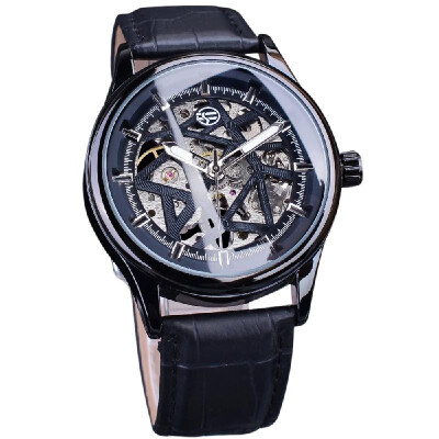 

Forsining Fashion Hollow Skeleton Mechanical Watch Men Luxury PU Leather Band Wrist Watch