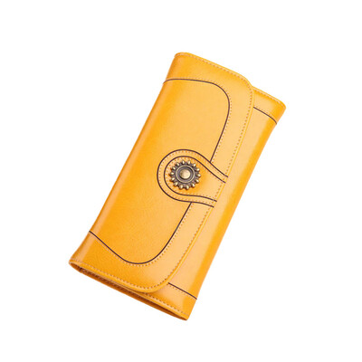 

Tailored Long leather high-capacity multi-function mobile phone bag lady retro wallet BK