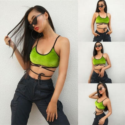 

New Women&39s Ladies Plain Sleeveless Strappy Cami Bralet Bra Summer Crop Top Vest