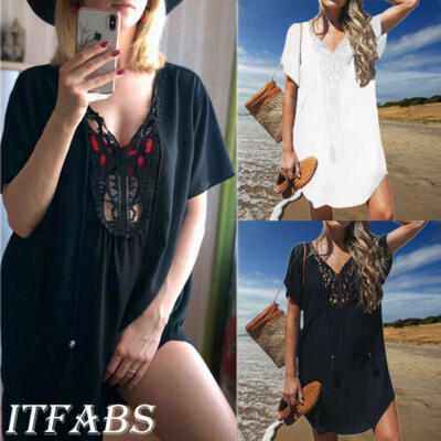 

Women Lady Tank Top Mini Dress Floral Summer Casual Prom Party Loose Tunic Shirt
