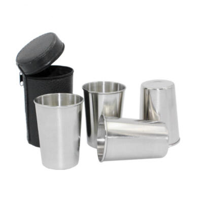 

Greensen 4PcsSet 170ml Portable Stainless Steel Mini Camping Beer Whiskey Cup Mug with Cup Cover