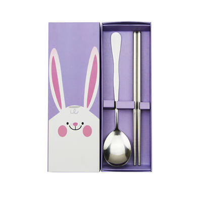 

2 pieces box small gift novelty gift stainless steel couple coffee spoon chopsticks creative&practical