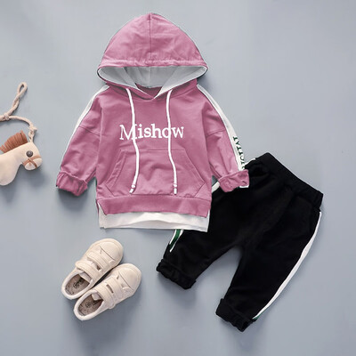 

Toddler Kids Baby Boy Girl Letter Hooded Pullover TopsPants Clothes Set Outfits