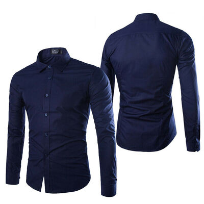 

Luxury Mens Stylish Casual Dress Shirt Slim Fit T-Shirts Formal Long Sleeve HOT