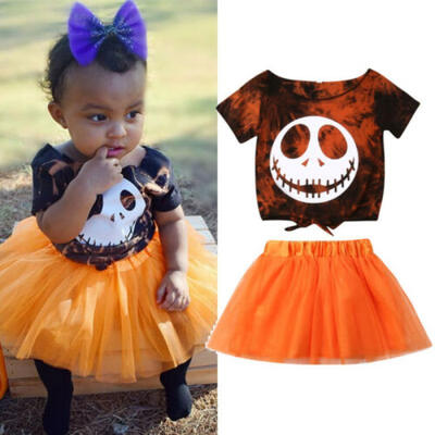 

UK 2PCS Newborn Baby Girl Halloween Romper Tops Tulle Tutu Dress Outfits Clothes