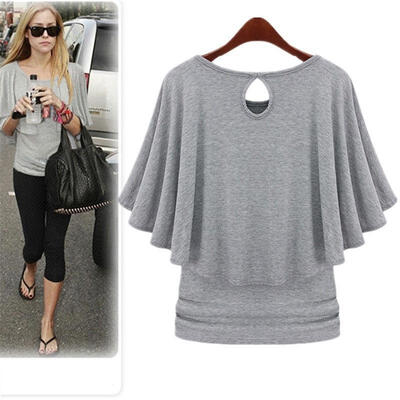 

Summer Women&39s Batwing Blouse Casual Short Sleeve Slim Fit Loose Tops T-shirt