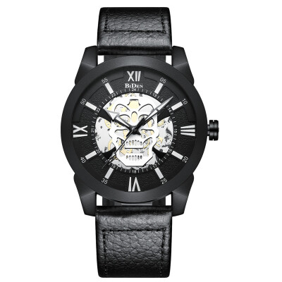 

Biden Biden mens hollow leather cool skull quartz watch mens watch casual