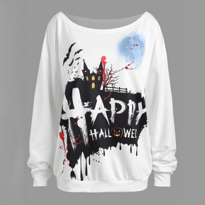 

Nomeni Women Casual Halloween Long Sleeve Print Pullover Blouse Shirts Sweatshirt