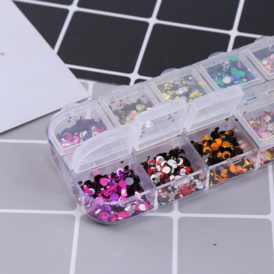 

1 Set 12 Grids Mixed Color 3D Sequins Nail Glitter Flakes Sparkly DIY Tips