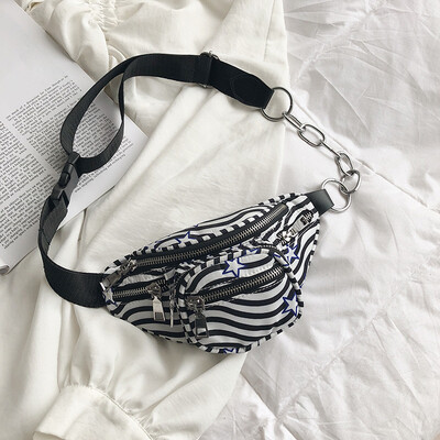 

Qiao Bani 2019 new Korean chic fashion Harajuku style canvas hit color chest pocket tide handbags factory direct sales