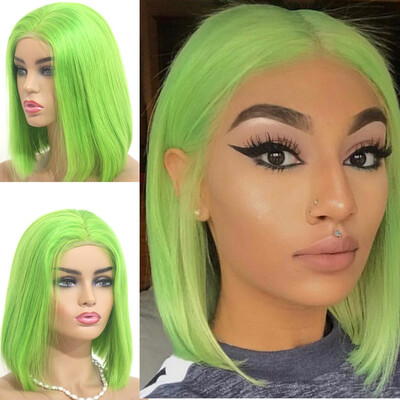 

Human Hair Lace Front Bob Wigs Straight 180 Density Full Head Middle Part Pre Plucked Hairline with Baby Hair Lace Bob Wigs for W