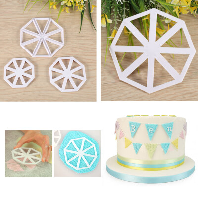 

Greensen 3pcsset Bunting Flag Cutters Cake Decorating Mold Chocolate Fondant Mould DIY Tool