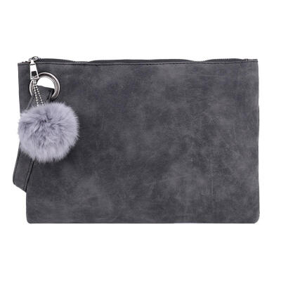 

Elegant Women Scrub PU Leather Clutch Lady Wristlet Simple Pure Color Purse