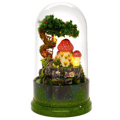 

Greensen DIY Dollhouse Miniature Model Doll House with Dust Cover Rotate Music Box Garden Diary