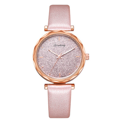 

Loose powder watch Korean version of noble ladies temperament watches Amazon hot sale smooth PU belt ladies watch