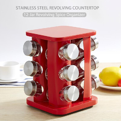 

Revolving Countertop Spice Rack 12-Jar Revolving Spice Organizer Stainless Steel Rotating Spice Tower with Free Spice Refills