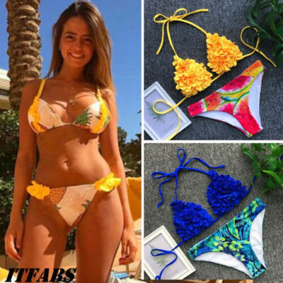 

Women 2PCS Flower Bandage Bikini Padded Set Swimwear Beachwear Swimsuit Bathing