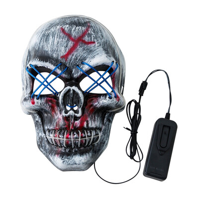 

New Hot Halloween Skull LED Cold Light Glowing Mask Halloween Dress Up Props Random Color Silver Gray Light Glowing Mask Horror