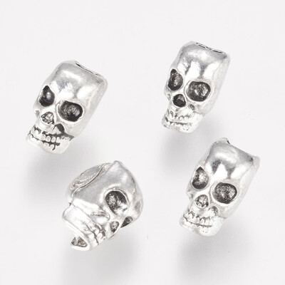 

Alloy European Beads Large Hole Beads Skull Antique Silver 12x9x75mm Hole 4mm