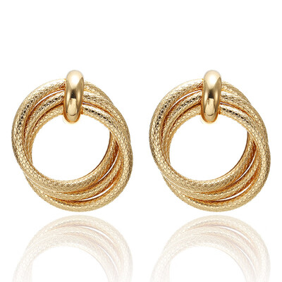 

New Vintage Golden Color Hoop Earrings For Women Heavy Double Round Circle Statement Earrings Gift earings fashion jewelry