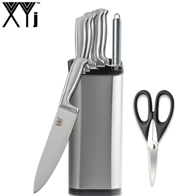 

XYj Stainless Steel Kitchen Knife Quality 35" 5" 7" 8" 8" 8" inch Cooking Knife With Knife Holder Knife Sharpener Scissor