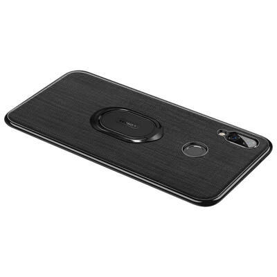 

Ultra-Slim Leather Skin Design Case TPU Shock Proof Protection Phone Back Cover Case For Huawei Nova 3 with Ring Holder Stand