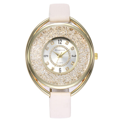 

Fashion Casual Rhinestone Ladies Wristwatch Clock Top Luxury Brand Watches Women Quartz Watches Leather Watch montre femme &Ff