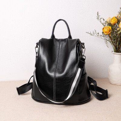 

Backpack lady casual handbags wild simple PU leather retro backpack